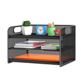 thumbnail image 1 of Samstar 3 Tier Mesh Paper Organizer Letter Tray with Handle, Black, 1 of 7