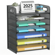 Samstar 7-Tier Letter Tray Desk Organizer with Handle, Paper & Magazine Document Storage File Rack Paper Storage Holder Shelves
