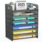 Samstar Desk Organizer with Handle, Paper Organizer Letter Tray File Rack Paper Storage Holder Shelves,7 Tier