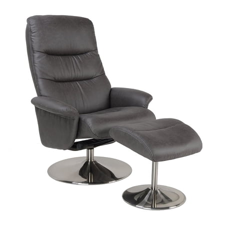 Samsun Gray Euro-Style Fabric Recliner with Matching Ottoman