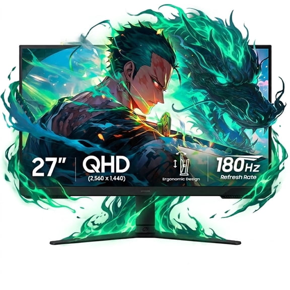 Samsung 27" Odyssey G5 1440P Gaming Monitor | 180Hz 1ms, FreeSync, HDR10, Black Equalizer, Virtual Aim Point, Auto Source Switch, Height/Tilt/Pivot Stand