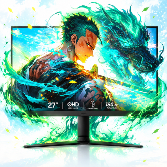 Samsung 27" Odyssey G5 1440P Gaming Monitor | 180Hz 1ms, FreeSync, HDR10, Black Equalizer, Virtual Aim Point, Auto Source Switch, Height/Tilt/Pivot Stand