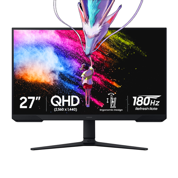 Samsung 27" Odyssey G5 QHD Gaming Monitor | 180Hz, 1ms | 3000 : 1 VA Panel | AMD FreeSync, HDR10 | Minimized Eye Strain | Height Adjustable Stand | w/Hdmi