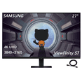 thumbnail image 1 of Samsung 27" ViewFinity S7 Series Monitor, 4K UHD 3840 x 2160 Pixels Display, 350 Nits Brightness, 60Hz Refresh Rate, 5ms, Easy Setup Stand, Advanced Eye Care, Multiple Ports, Black, with HDMI Cable, 1 of 8
