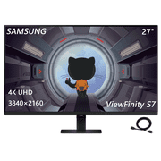 Samsung 27" ViewFinity S7 Series Monitor, 4K UHD 3840 x 2160 Pixels Display, 350 Nits Brightness, 60Hz Refresh Rate, 5ms, Easy Setup Stand, Advanced Eye Care, Multiple Ports, Black, with HDMI Cable