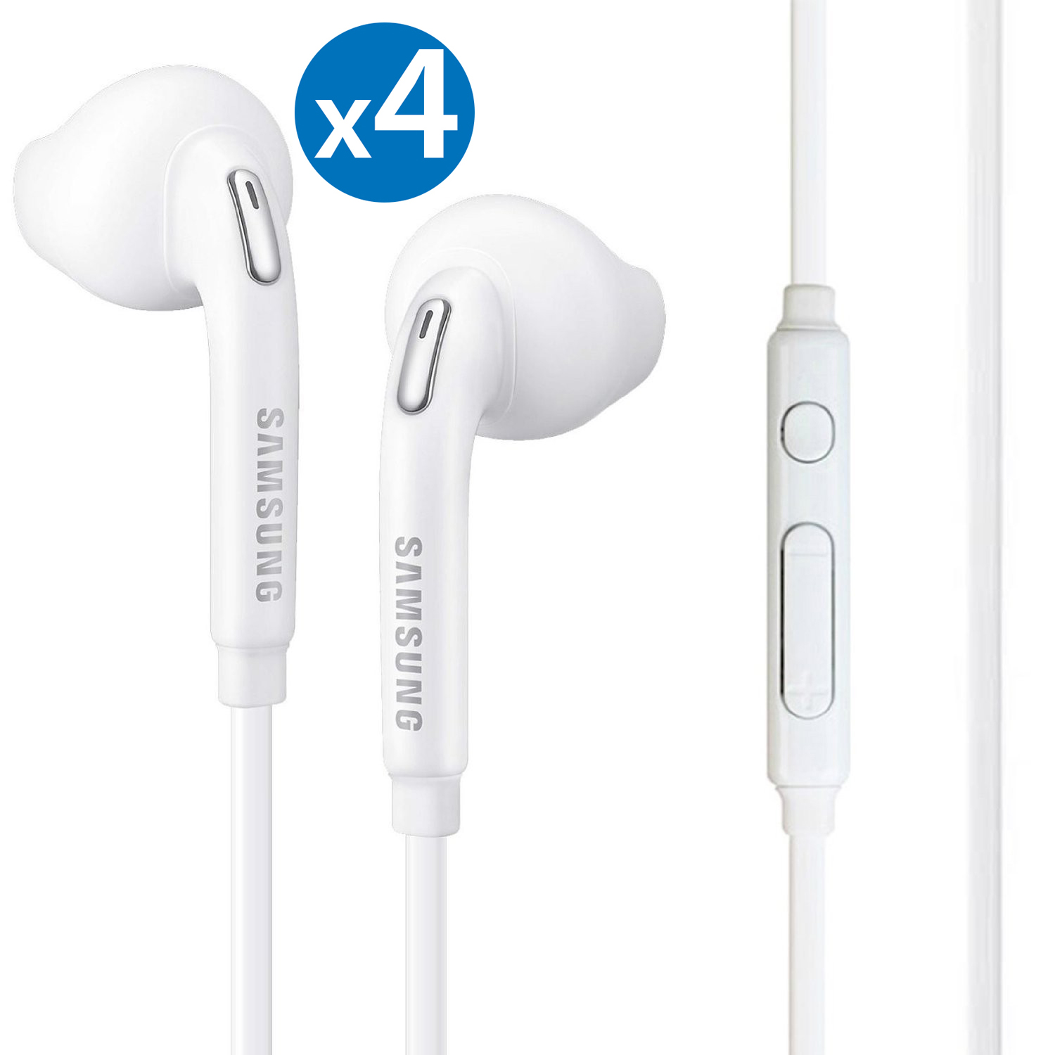 Samsung 3.5mm Earphones/Earbuds/Headphones Stereo Mic&Remote Control Compatible All Samsung Galaxy S6 Edge+/ S6/ Note 8/Note 9/ S8/S8+ S9/S9+ Compatible iPhone 6/6plus/6S/6S Plus/5S/5c [4Pack] - image 1 of 5