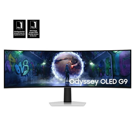 Samsung - 49" Odyssey OLED G9 (G93SD) Dual-QHD 240Hz 0.03ms G-Sync Compatible Curved Glare Free Gaming Monitor - Silver