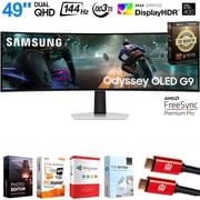 Samsung 49 Odyssey G9 Dual QD-OLED G91SD Curved Ultrawide Gaming Monitor Bundle with Tech Smart USA Elite Suite 18, 2X 4K HDMI Cable & Deco Gear CPS 26 Month Protection Pack BEACH-CPS-26M1500