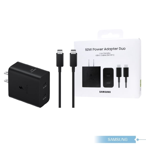 Samsung 50W Fast Charger EP-T5020, USB-C Super Fast Charging Wall Adapter, Dual Port Power Brick, Compatible with Samsung Galaxy S25 Ultra & USB-C Devices
