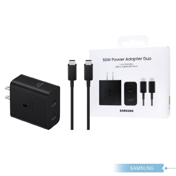 Samsung 50W Fast Charger EP-T5020, USB-C Super Fast Charging Wall Adapter, Dual Port Power Brick, Compatible with Samsung Galaxy Z Fold7 & USB-C Devices