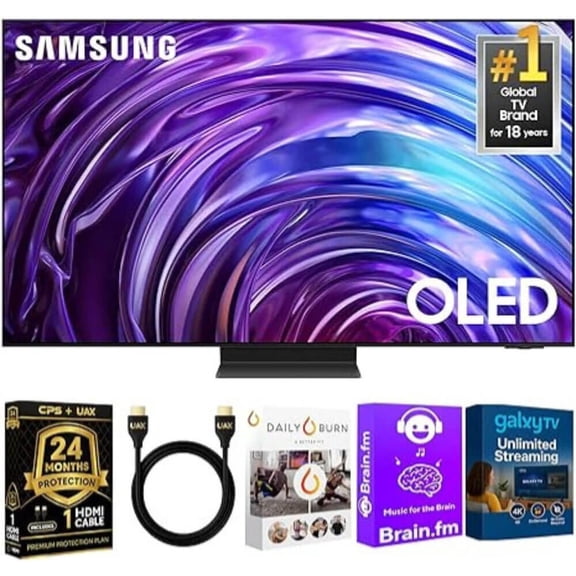 Samsung QN55S95DKIT1 55 inch S95D OLED 4K Smart TV, Dolby Atmos, HDR10+, Motion Xcelerator 144Hz, Slim Metal Design, 4