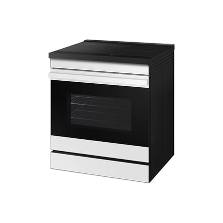 Samsung - 30 in. Wide 4 Burner Bespoke 6.3 Cu. Ft. Slide-In Electric Induction Range with Ambient Edge Lighting - White Glass