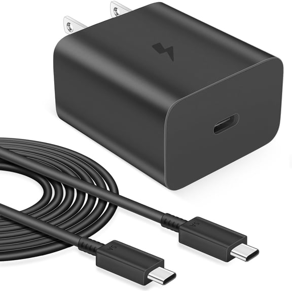 Samsung 60W PD Power Adapter USB-C Port Fast Charging Phone Charger Block for Samsung Galaxy S26+, 3ft Cable Included - Black