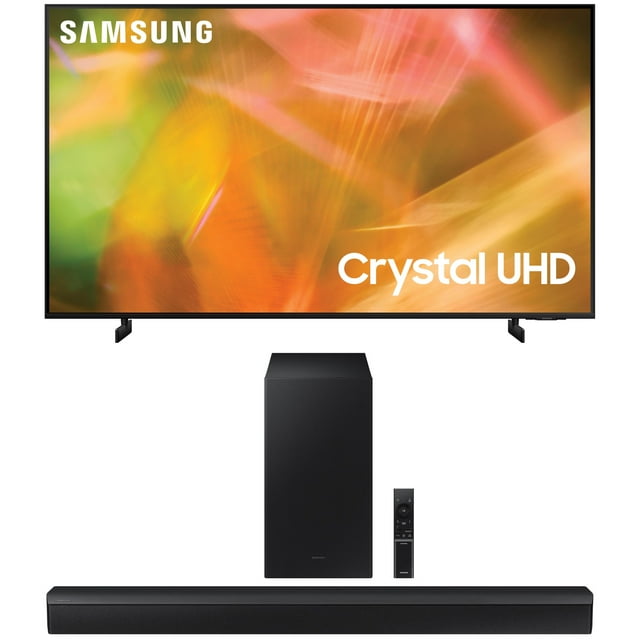 Samsung 65"AU8000B 4K TV with a Samsung Hwb43M ZA 2.1 Soundbar with