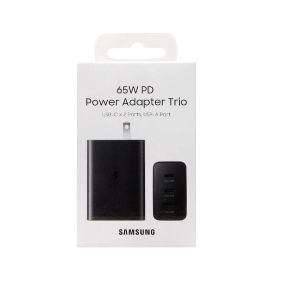 Samsung 65W Super Fast Charging Wall Charger, USB-C Power Adapter with Triple Port Charging, Compatible with Samsung Galaxy M30 & USB-C Devices