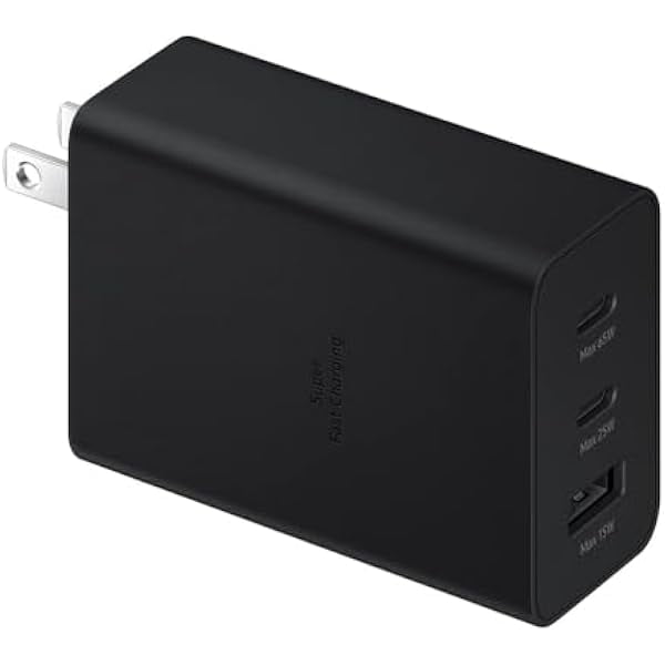 Samsung 65W USB C Charger, 3 Ports GaN Fast Wall Charger Block, Max Capacity 65W for MacBook Pro/Air, iPhone 16 Pro/15, iPad Pro, Samsung Galaxy S25 Ultra/S25/S25+/S24/S23