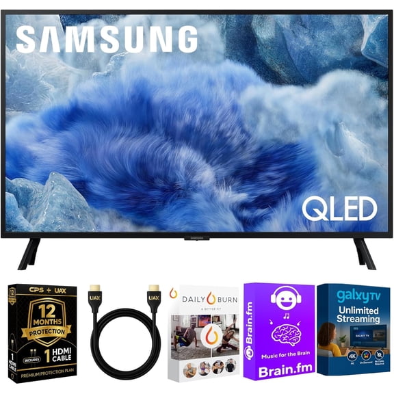 Samsung 75-Inch Q8F QLED 4K Smart TV, Quantum Dot, HDR+, 144Hz VRR, Slim Metal Design, Voice Remote, Includes 2-Year Warranty, AUX HDMI Cable & Streaming Bundle