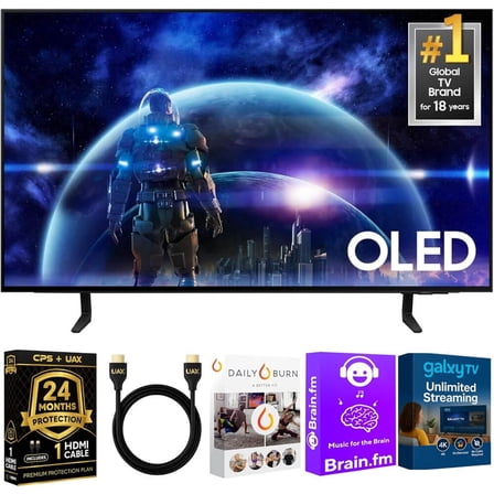 Samsung QN77S90DKIT1 77 inch OLED S90D 4K UHD Smart TV Bundle with Quantum HDR+, 144Hz Gaming, Dolby Atmos, Alexa Buil