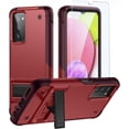 thumbnail image 1 of for Samsung A03S Case,Galaxy A03S Phone Case with Tempered Glass Screen Protector,[Military Grade] Kickstand Hybrid Shockproof Protective Case for Galaxy A03S, Dark Red, 1 of 14