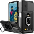 thumbnail image 1 of for Samsung A03S Case with Sliding Camera Cover Heavy Duty Protective Galaxy A03S Case with Card Holder Magnetic Rotate Ring Kickstand Phone Case for Samsung Galaxy A03S(Black), 1 of 14