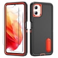 thumbnail image 1 of For Samsung A06 Military Grade Dual Layer Shockproof Phone Case With 2 PCS Screen Protector Build With Kickstand Dustproof Drop Proof Protective Cover for Galaxy A06 6.7"(Black/Orange), 1 of 8