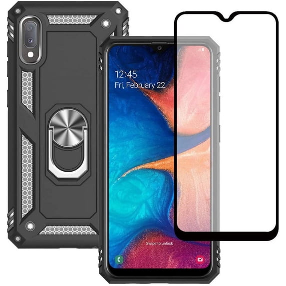 Samsung A10E Phone Case, Galaxy A10E Phone Case with Screen Protector, Military Grade Protective Cases with Ring for Samsung Galaxy A10E (Black)