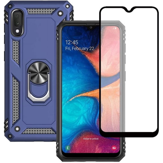 Samsung A10E Phone Case, Galaxy A10E Phone Case with Screen Protector, Military Grade Protective Cases with Ring for Samsung Galaxy A10E (Blue)
