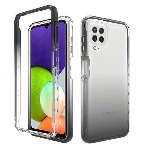 Samsung A12 Case , Mantto Full body Clear Cover PC + TPU Heavy Duty Shockproof Anti-Scratch Gradient Bumper Rugged Two-layer Protection Cover for Samsung Galaxy A12 - Black