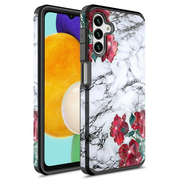 Samsung A13 5G Case, Rosebono Slim Hybrid Shockproof Hard Cover Graphic Fashion Colorful Skin Cover Armor Case for Samsung A13 5G (Rose Marble)