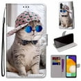 thumbnail image 1 of For Samsung A13 Case 5G , Mantto PU Leather Phone Case With Hand Rope Strap Cute Painted Flip Card Wallet Slots Case,Kickstand Phone Skin For Samsung Galaxy A13 5G, Hat&Cat, 1 of 8
