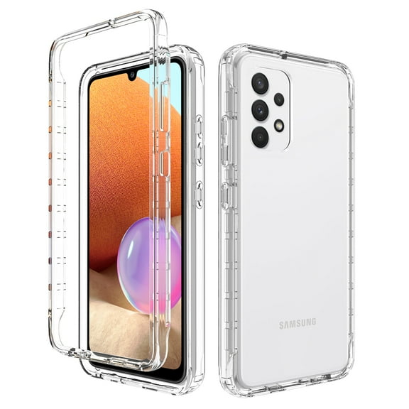 Samsung A13 Case , Full Body Clear Bumper Protection Case [with Screen Protector] Hybrid Back Silicone Rubber TPU Bumper Gradient Phone Case for Samsung Galaxy A13 - Clear