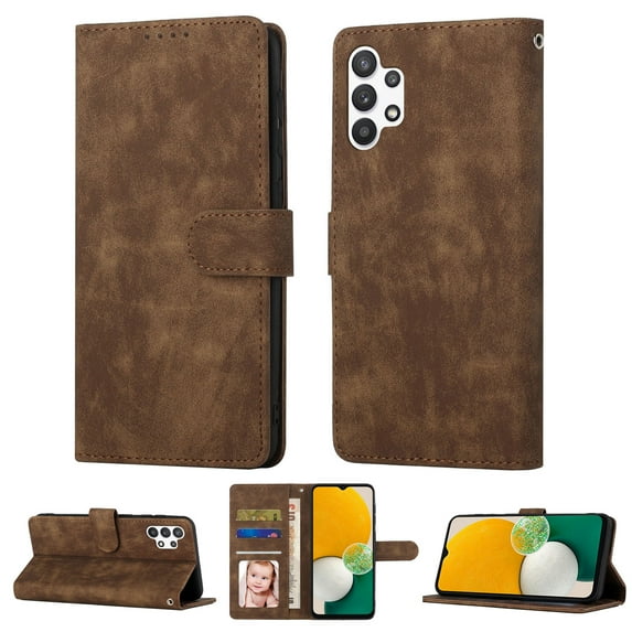 Samsung A13 Wallet Case 4G, Luxury RFID Blocking Card Holder Slot, Stand Premium PU Leather & Soft TPU Back Shockproof Flip Folio Book Magnetic Cover For Samsung Galaxy A13 4G,Brown
