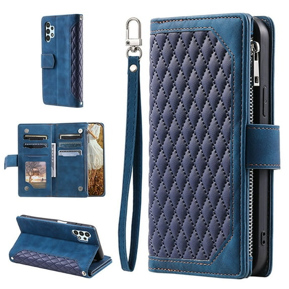 for Samsung A13 Wallet Cover 4G, Magnetic Premium Crossbody Wallet Case, Adjustable Detachable Lanyard Neck Strap with Kickstand Card Holder Protective Cover For Samsung Galaxy A13 4G, Blue