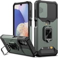 thumbnail image 1 of for Samsung A14 5G Case with Sliding Camera Cover Heavy Duty Protective Galaxy A14 Case with Card Holder Magnetic Rotate Ring Kickstand Phone Case for Samsung A14 5G(Green), 1 of 14