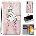 thumbnail image 1 of For Samsung A14 Case 5G , Mantto PU Leather Phone Case With Hand Rope Strap Cute Painted Flip Card Wallet Slots Case,Kickstand Phone Skin For Samsung Galaxy A14 5G, Hand Heart, 1 of 8