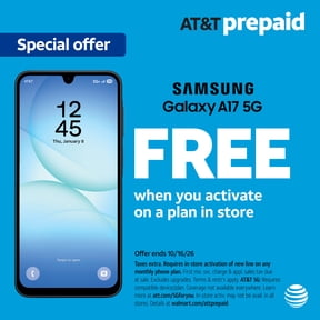 AT&T Samsung Galaxy A17 5G, 128GB, Black - Prepaid Smartphone[Locked to AT&T]