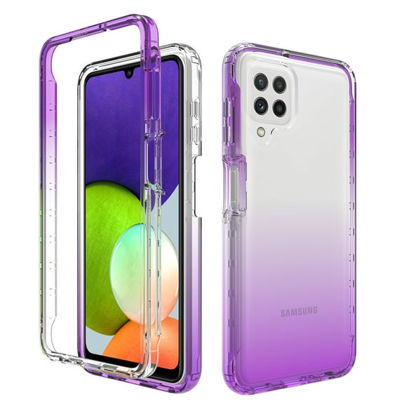 Samsung A22 5G Case , Mantto Full body Clear Cover PC + TPU Heavy Duty Shockproof Anti-Scratch Gradient Bumper Rugged Two-layer Protection Cover for Samsung Galaxy A22 5G - Purple