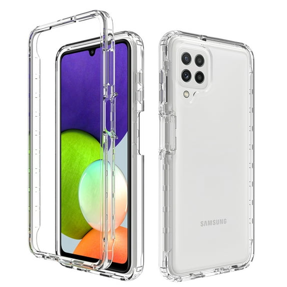 Samsung A22 5G Case , Mantto Full body Clear Cover PC + TPU Heavy Duty Shockproof Anti-Scratch Gradient Bumper Rugged Two-layer Protection Cover for Samsung Galaxy A22 5G - Clear