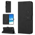 thumbnail image 1 of For Samsung A22 Case 5G Wallet Cover, PU Leather Kickstand Credit Card Pocket Slots Wrist Strap Magnetic Folio Heart Patterned Embossed Flip Cover for Samsung Galaxy A22 5G, Black, 1 of 11