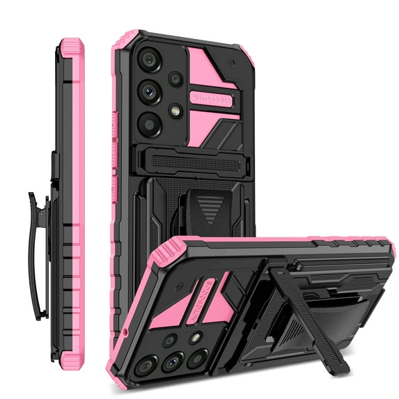 For Samsung A23 5G Case with Belt Clip Holster, Heavy Duty Military Grade Drop Protective, 360° Rotating Kickstand Shockproof TPU Shell Durable Rugged Cover For Samsung Galaxy A23 5G, Pink