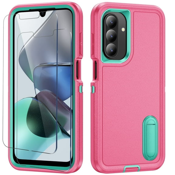 For Samsung A26 Case Military Grade Dual Layer Shockproof Phone Cover Build With Kickstand Dustproof Drop Proof Protective Case for Galaxy A26 6.7"(Pink/Blue)