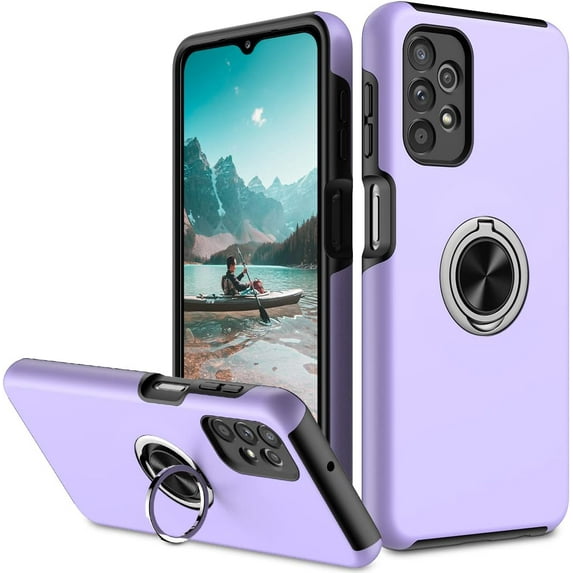 for Samsung A32 5G Case Silky Soft Touch Heavy Duty Protective Galaxy A32 5G Case with Ring Holder Embedded Kickstand Magnetic Slim Phone Case for Samsung Galaxy A32 5G(Purple)