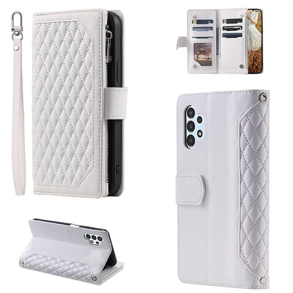 for Samsung A32 Wallet Cover 4G, Magnetic Premium Crossbody Wallet Case, Adjustable Detachable Lanyard Neck Strap with Kickstand Card Holder Protective Cover For Samsung Galaxy A32 4G,
White