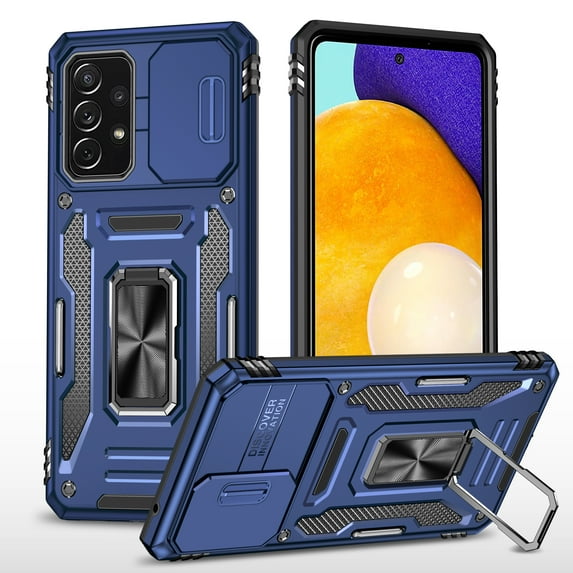 Samsung A33 5G Case with Lens Protection, Galaxy A33 5G Ring Holder with Camera Cover & Kickstand Military Grade Shockproof Heavy Duty Protective Support Magnetic Car Mount Holder, Navyblue
