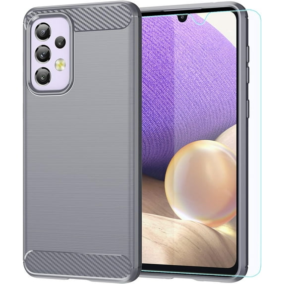 Samsung A33 5G case,Galaxy A33 5G case,with HD Screen Protector, Fashion Shock-Absorption Flexible TPU Bumper Soft Rubber Protective Case Cove for Samsung Galaxy A33 5G (Gray Brushed TPU)