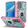 thumbnail image 1 of for Samsung A34 5G Case With 2 Pack Tempered Glass Screen Protectors,Slide Camera Cover Metal Kickstand Holder Phone Cover For Galaxy A34 6.6"(Green/Pink), 1 of 9