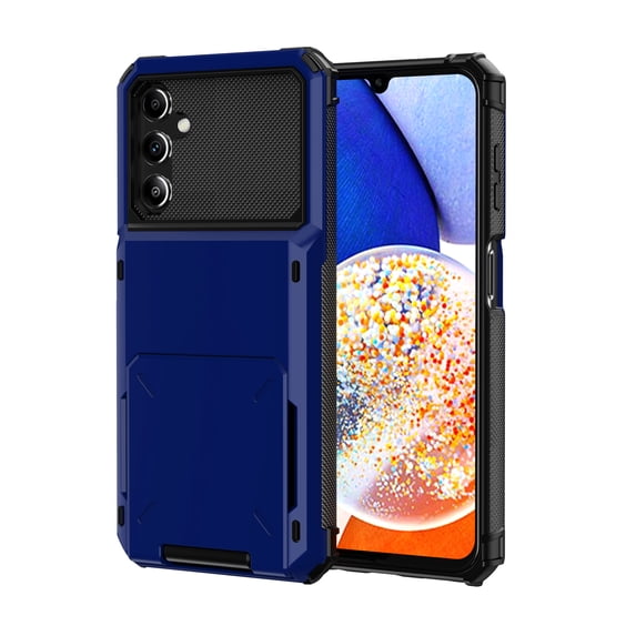 Samsung A35 Case, Mantto Wallet Cover 5 Credit Card Slots Holder Flip Hidden Hard Rugged Dual Layer PC & TPU 2 in 1 Protection Hybrid Tough Back Armor Phone Skin For Samsung Galaxy A35, Blue