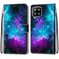 thumbnail image 1 of For Samsung A42 Case 5G , Mantto PU Leather Phone Case With Hand Rope Strap Cute Painted Flip Card Wallet Slots Case,Kickstand Phone Skin For Samsung Galaxy A42 5G, Starry sky, 1 of 8