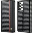 thumbnail image 1 of for Samsung A52 5G Case,Carbon Fiber Premium PU Leather Ultra Thin Shookproof Anti-Fall Folding Screen Phone case Compatible with Samsung A52 5G,Vertical Red Line, 1 of 14