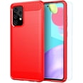 thumbnail image 1 of Samsung A52 5G case,Galaxy A52 5G case,with HD Screen Protector, Soft TPU Slim Fashion Non-Slip Protective Phone Case Cover for Samsung Galaxy A52 5G (Red Brushed TPU), 1 of 12